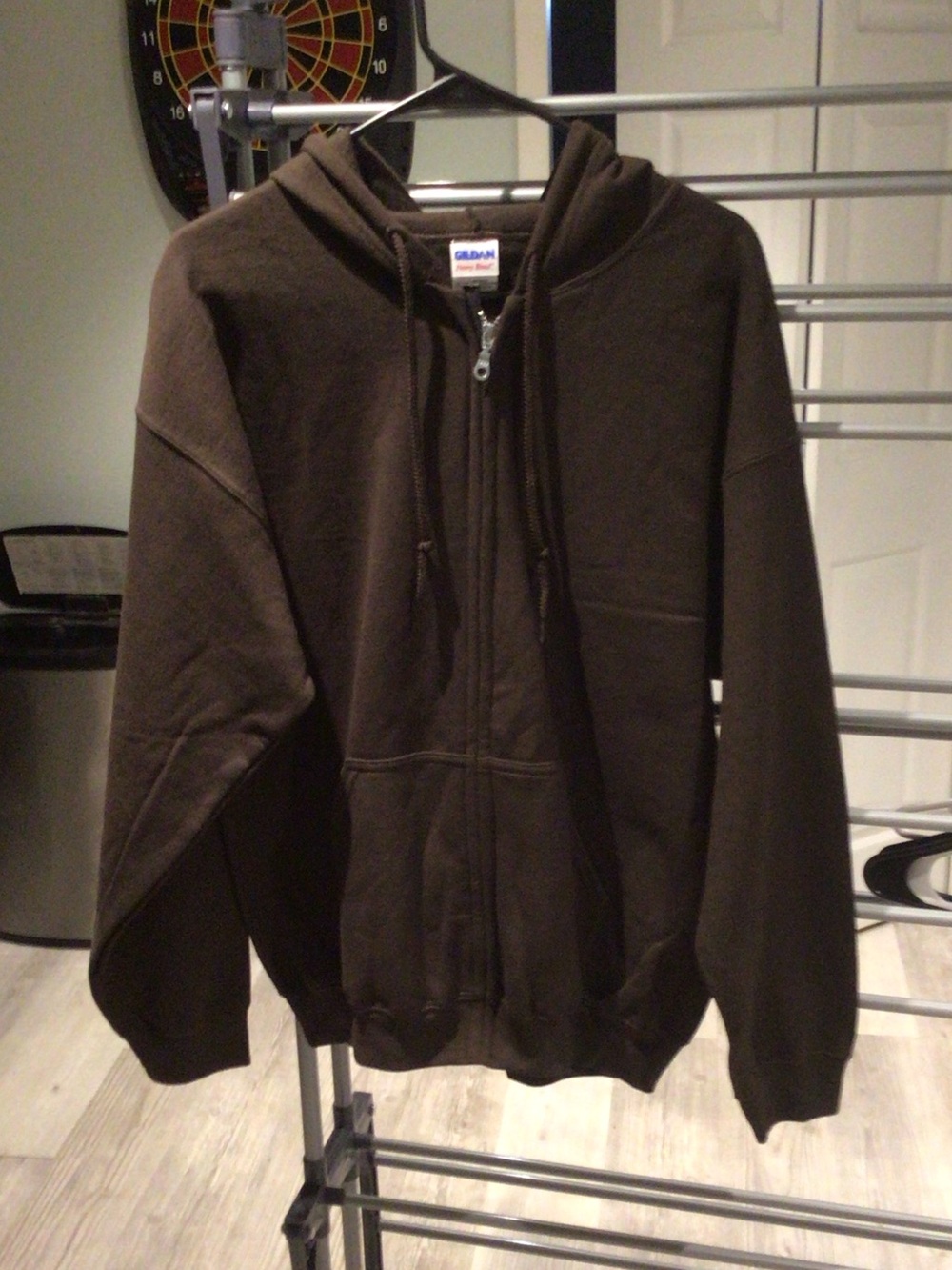 Gildan Men's Brown Full Zip Hooded Sweatshirt